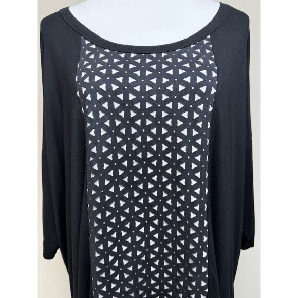 Karen Kane Women’s Pullover Top 3/4 Sleeves Black Faux Suede Inlay Sz 1X USA - Picture 2 of 11